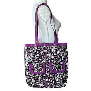 VERA BRADLEY Frill Plum Petals Purple Tote Bag Coated Cotton Work School Shopper